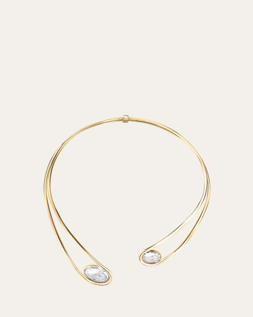 18K Yellow Gold Cascavel Choker Necklace with Diamonds and Kaleidoscope Shakers